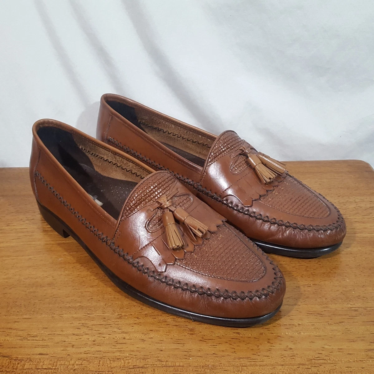 Men&#039;s Puppies Brown Leather Tassel Loafer Casual Dress Shoes - Sz |