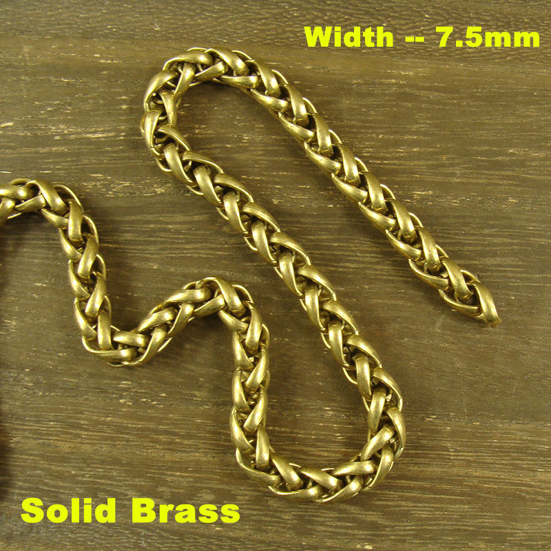 (7.5mm width) Solid Brass Snake Chain for Wallet Fob chain Bag c