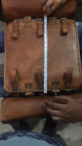 Saddlebags Motorcycle 2 x Side Brown Leather Pouch Saddle Panniers 2 Bags New - Picture 7 of 11