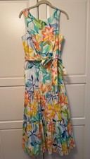 TAHARI Sleeveless Floral Long Cotton  Dress Size 6