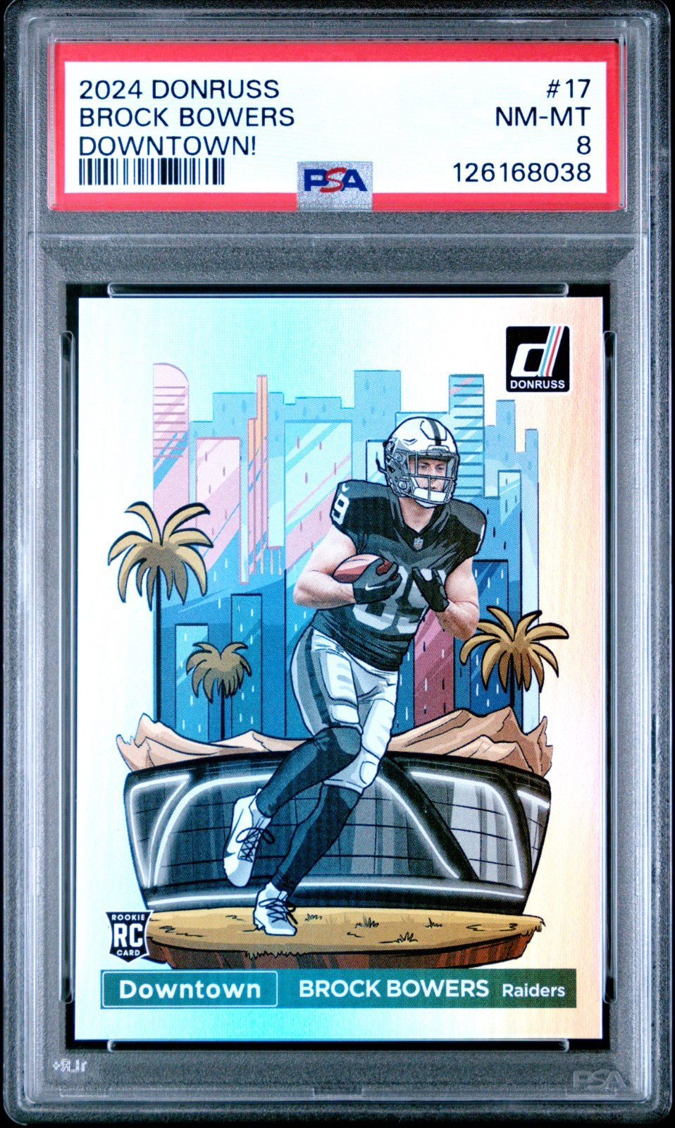 2024 Panini Donruss Optic - Downtown! Brock Bowers #17 ROOKIE (RC) PSA 8