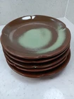 5 Frankoma Pottery Plainsman Prairie Green Dinner Plates 5F Scalloped Vintage