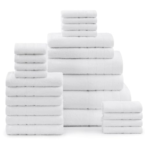 24-Piece Soft White Bath Towel Set for Bathroom Luxury