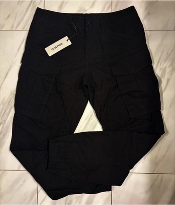 G-Star Raw Men's Regular Tapered Cuffed Cargo Pants Black $180 New