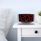 Silver Led Digital Clock Sharp SPC033D Digital Alarm Clock Red LED Display Silver Swivel Base, 2 ...