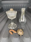 Antique US Glass Duncan Ribbed Band, Pattern Glass Oil Lamp #1 Queen Anne Burner — photo 5