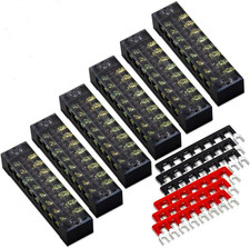 Terminal Block and Strip - 12Pcs 6 Sets 8 Positions Dual Row 600V 15A Screw Te
