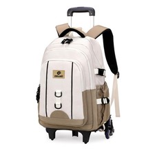 Rolling Backpack for Boys Elementary Middle School Bags with 6 Wheels Khaki