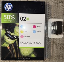 HP 02 XL, 4 Color Ink Cartridges  Black Multi-Pack OEM New Old Stock