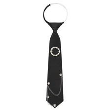 Womens Tie, Adjustable Pre-tied Ties for Women with Artificial Black - Circle
