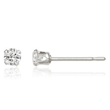 925 Sterling Silver 3mm Round CZ Stud Earrings