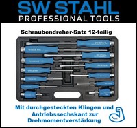 SW Stahl Schraubendrehersatz S7890 Schlagfest Sechskant Schlitz Kreuz 12-Teilig