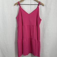 Shien Pink Strappy Tiered Babydoll Bow Mini Dress Womens Size 0XL Barbie Beach