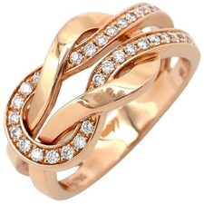 FRED Ring Chance Infinie Half Diamond Pink Gold #48 18K Double Loop