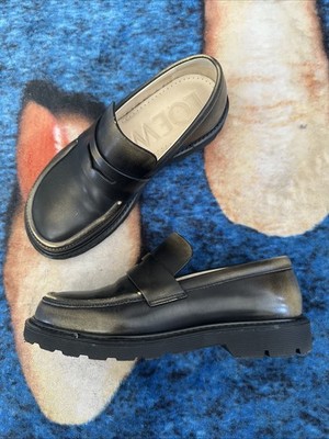 LOEWE BLAZE LOAFER Round Toe Chunky Loafers Leather Shoes