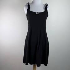 See You Monday Black Ribbed Sleeveless Mini Dress Casual Size L (runs Small)