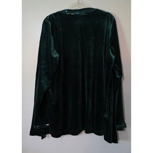 Quacker Factory Two Piece Green Velvet Cardigan & Tank Mature Sequins Party - Picture 2 of 9