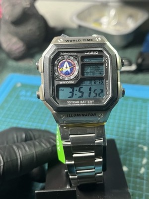 Casio AE-1200WHD-1AVCF Federation Command Digital Watch, World Time, Steel Band