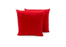 Coppia Cuscini Arredo Decorativi Tessuto Ottoman In Tinta Unita Rosso 20