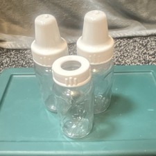 Set of 3 Evenflo Clear 4 oz Glass Baby Bottles with White Caps