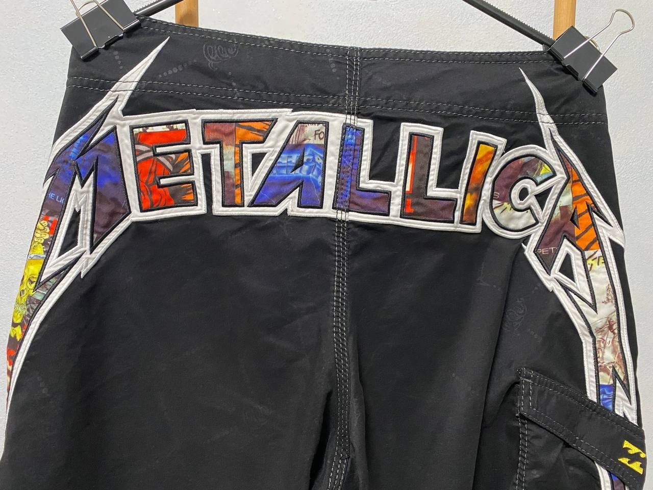 Y2K Billabong Metallica Board shorts Size 32 Black Limited Edition Vintage Surf