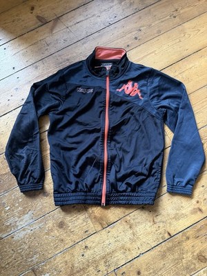 Kappa Unisex Grafik Trainingsanzug Oberteil Jacke Alter 10 (140 cm) schwarz orange durchgehender Reißverschluss