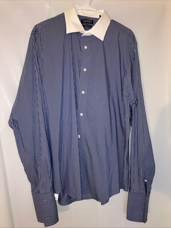Vintage Lauren Ralph Lauren Reg Fit Performance Stretch XL 17 36/37 French Cuffs