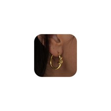 Gold Hoops, 14K Gold Hoop Earrings for Women Minimalist Twisted Knot Huggie Earr