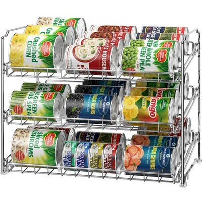 Simple Houseware 3~Tier Can Organizer Rack, Holds 36 Cans, Chrome