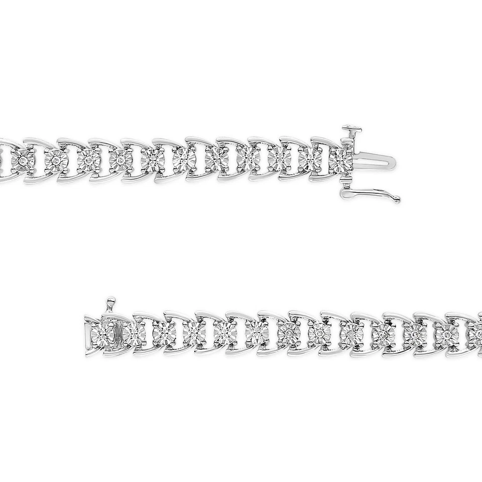 1/4 Carat Miracle Set Round Diamond Linked Line Bracelet in Sterling Silver - Image 4 of 4