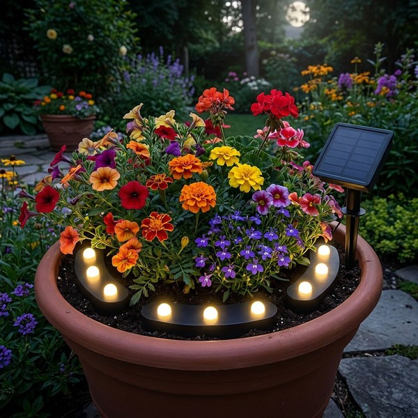Solarleuchte Blumentopflampe Balkonleuchte Stecklampe AußEn Schwarz 8 Stufen-image