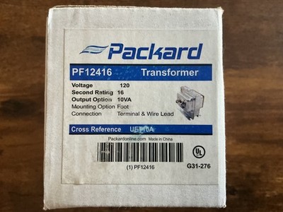 PACKARD PF12416 DOORBELL TRANSFORMER 120V TO 16V 10VA NEW