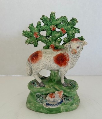 Antique Staffordshire bocage ewe and lamb  in very god condition c1830