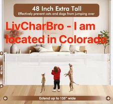 48" Tall X 135" Extra Wide Retractable Baby Pet Gate for Large Openings White