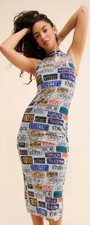 Silence + Noise Urban Outfitters License Plate Maxi Sleeveless Dress Sz Small