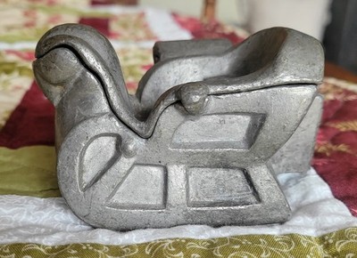 Antique Heavy Sleigh Ice Cream/Chocolate Mold. Christmas,  Marked 494 and S&Co.