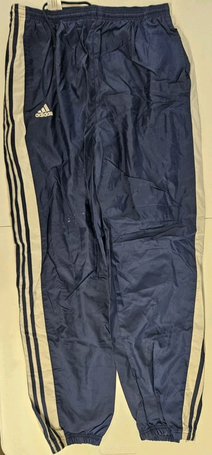VTG Adidas Tear Away Track Pants Mens Large Blue Lined Windbreaker Baggy