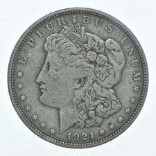 (1) VG 1921-D Morgan Silver Dollar VG-XF Circ 90%