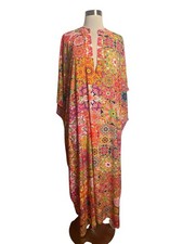 Johnny Was Kaleida Swim Cover-Up Kaftan Dress L/XL Colorful