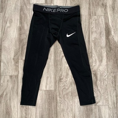 Nike Pro Compression Mens Medium Black White Swoosh Tight Workout Training