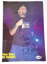 Fred Durst of Limp Bizkit REAL hand SIGNED Mag Pinup Photo JSA COA Autographed