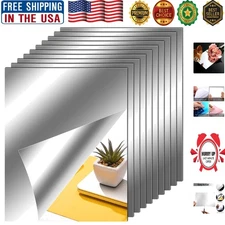 Frameless 8x10 Flexible Mirror Stickers - Stylish Home Decor Solution, 10 pcs