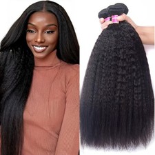 UNice 10A Yaki Kinky Straight Human Hair 3 Bundles Mongolian Virgin 12 14 16