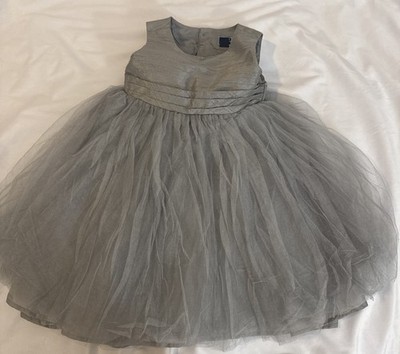 Old Navy Silver Grey 6 Layered Tulle Tutu Dress For Wedding, Easter, Birthday 5T