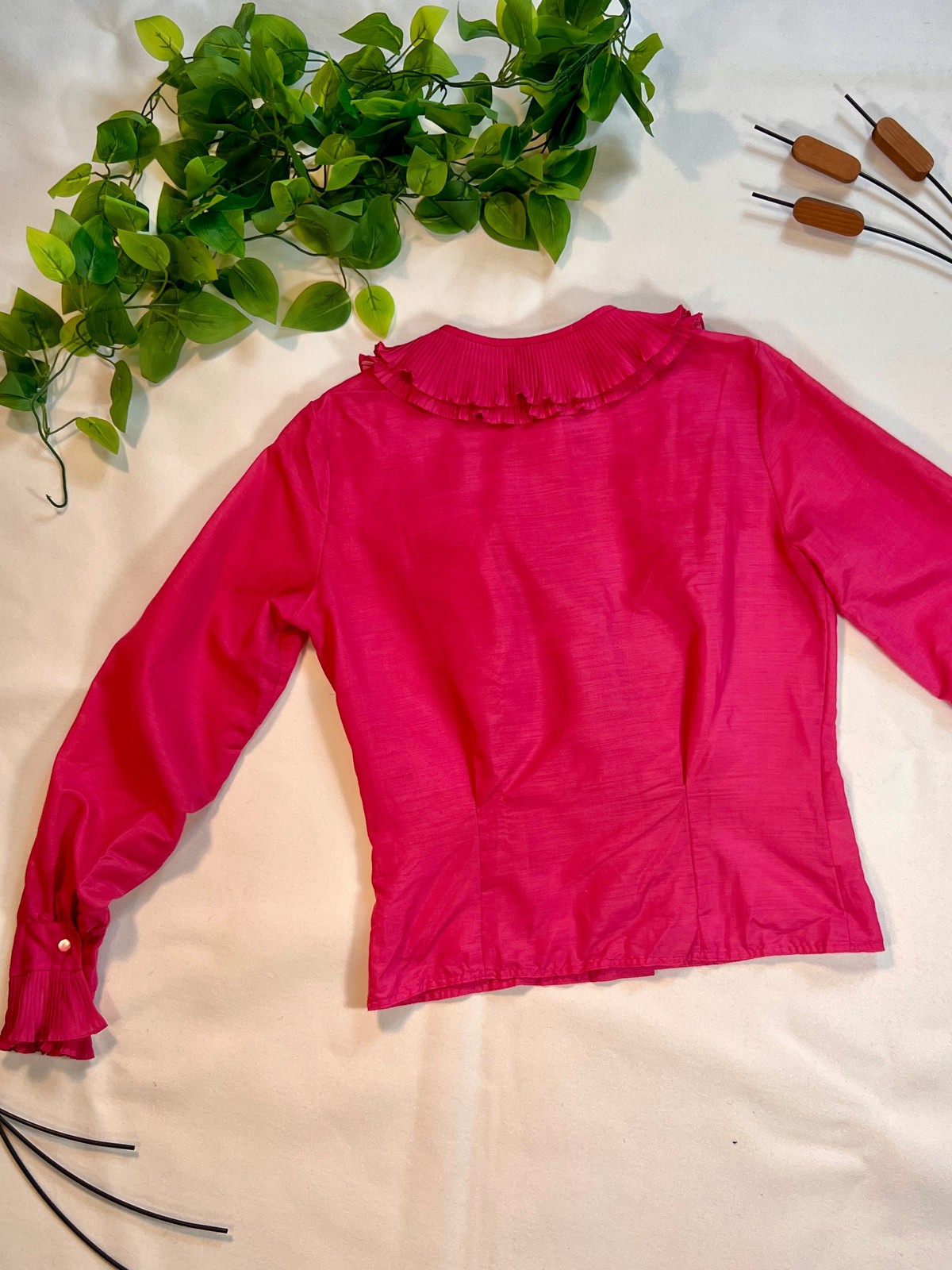 Fuchsia Ruffle Blouse, Medium - image 5
