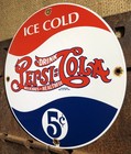 VINTAGE DRINK PEPSI COLA PORCELAIN SIGN ICE COLD SODA POP BEVERAGE — photo 3