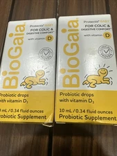 2 PACK BioGaia Baby Probiotics Vitamin D Drops Infants Colic BIG 10mL 11/25
