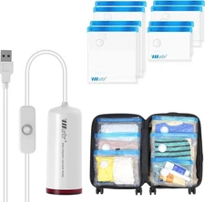 Travel Vacuum Storage Bags with Electric Pump (USB Pump + 8 Combo Bags)