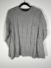 Vintage Y2K Chaps Ralph Lauren gray cable knit logo embroidered sweater L preppy