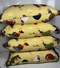 Lot Of 4 Yellow Rooster Throw Pillows 20 x 9 Farm House Country